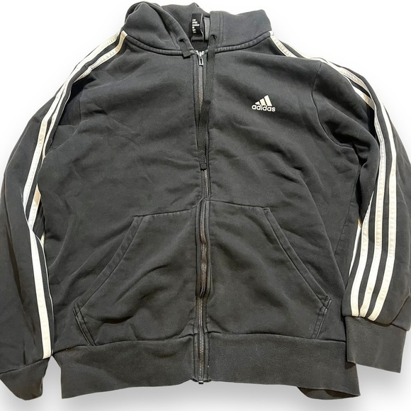 Adidas 3 Stripe Black Full Zip Hoodie Size Large. - Picture 1 of 6